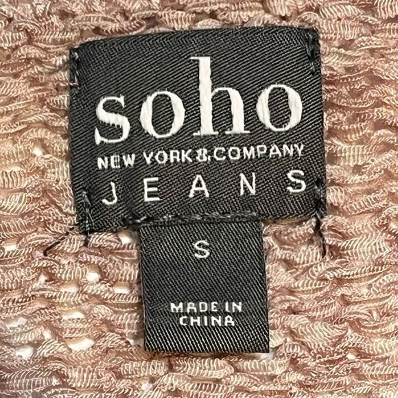 Soho Jeans New York & Company pullover dusty pink boat neck ribbon knit size S - Picture 8 of 13